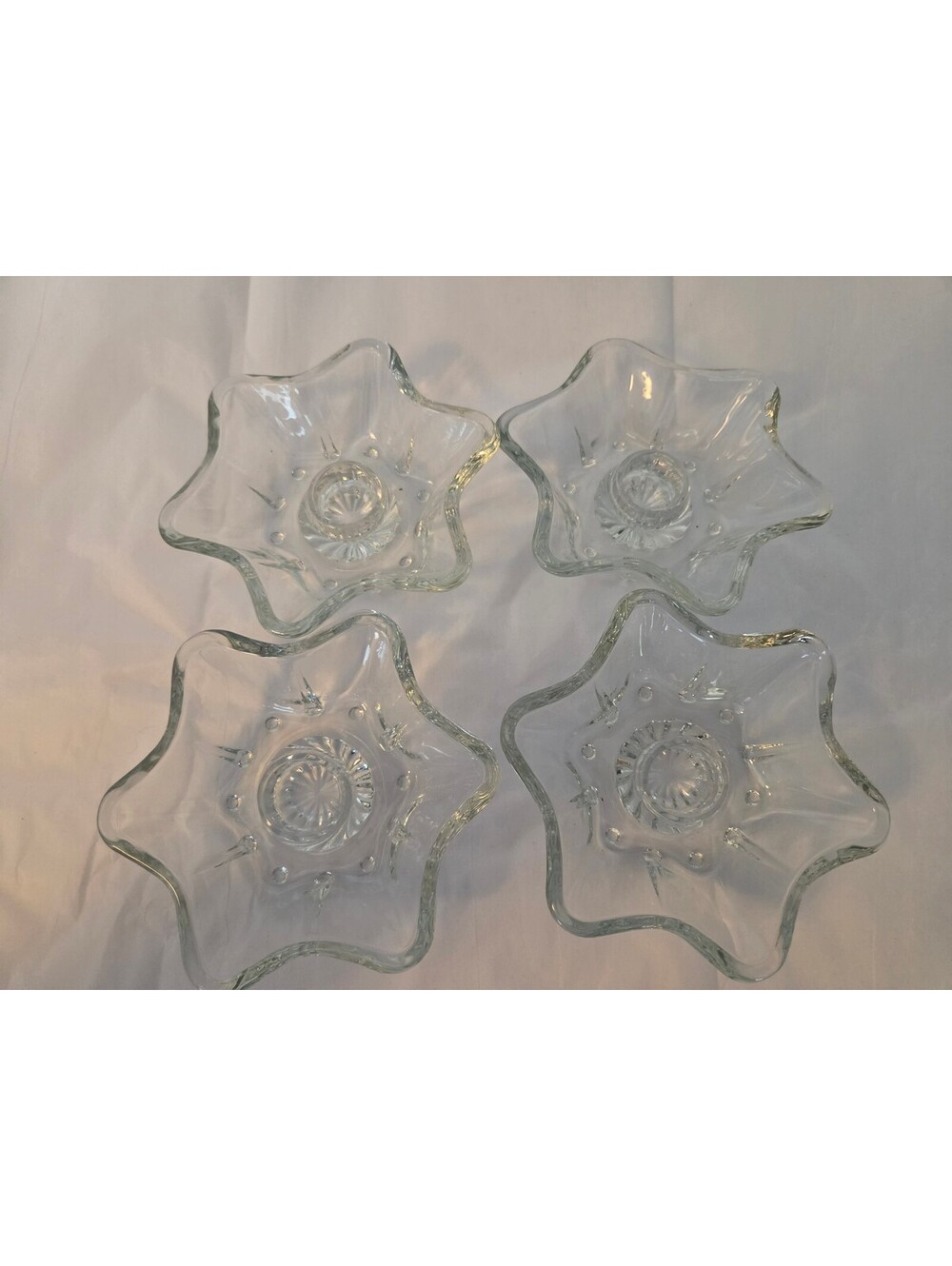 Set of 4 Clear Glass Star-Shaped Candle Holders